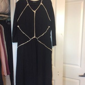 Long Stretchy Black and White Striped Dresses